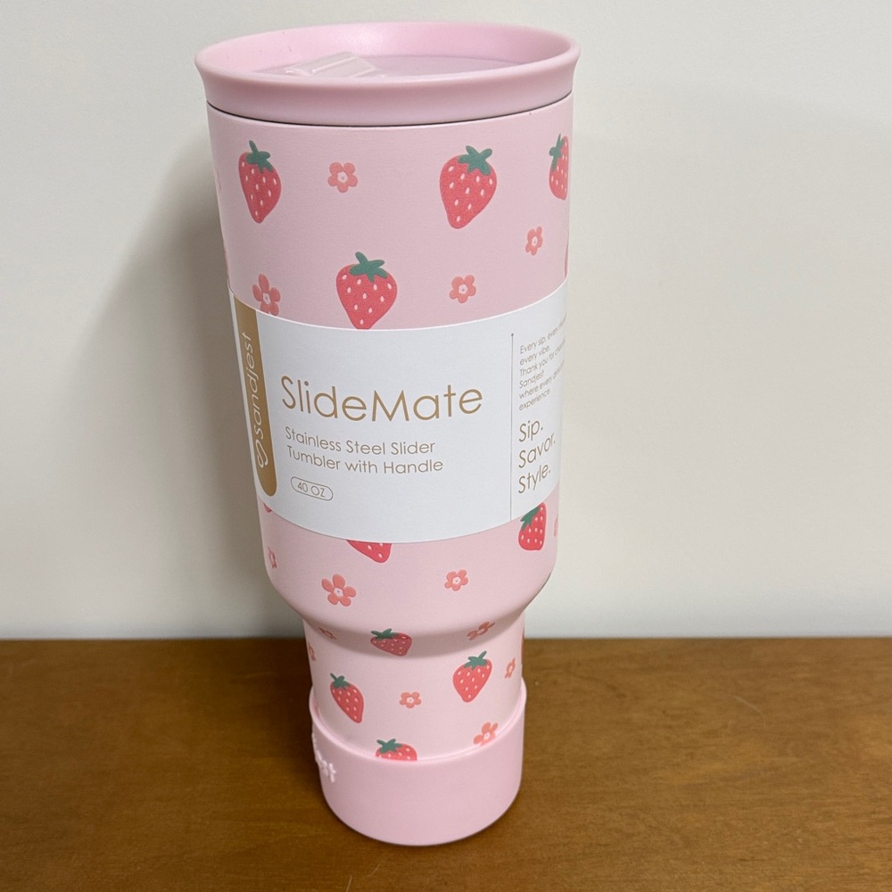Pink Stainless Steel Tumbler with Handle